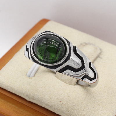 316L Surgical Stainless Steel and Synthetic Gemstone Finger Rings for Men FS-WG3E90C-14-1