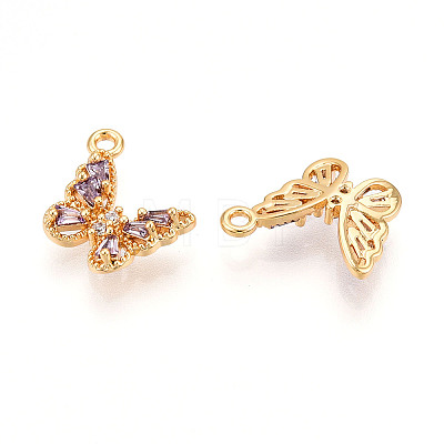 Brass Micro Pave Cubic Zirconia Charms KK-N262-112A-G-1