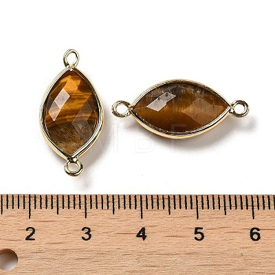 Natural Tiger Eye Faceted Connector Charms G-K347-03G-20-1