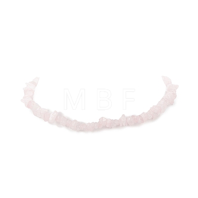 Natural Rose Quartz Chip Beaded Necklaces with 304 Stainless Steel Lobster Claw Clasp & Chain Extender NJEW-JN04225-01-1