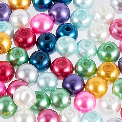 6mm Multicolor Round Glass Pearl Beads About 200pcs for Jewelry Necklace Craft Making HY-PH0008-6mm-01M-1
