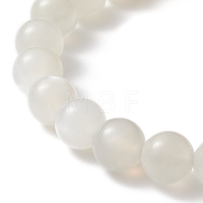 Natural White Moonstone & Alloy Buddha Head Beaded Stretch Bracelet BJEW-JB08913-01-1