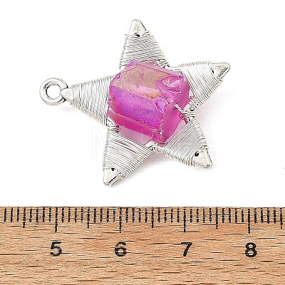 Electroplated Natural Quartz Faceted Copper Wire Wrapped Pendants PALLOY-TA00443-03-1