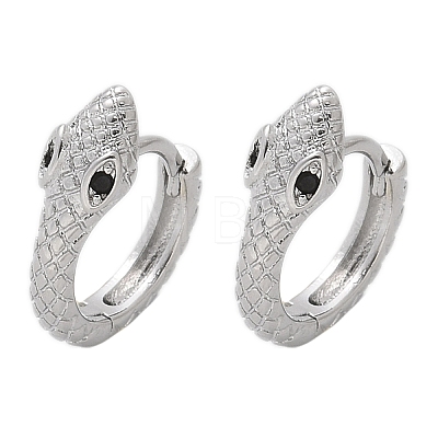 Brass Cubic Zirconia Hoop Earrings EJEW-Q014-08P-1