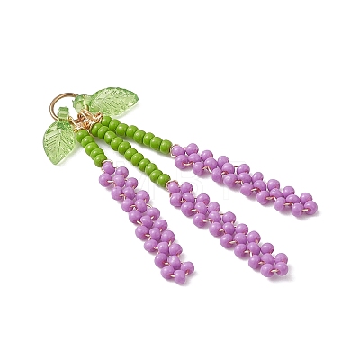 Glass Seed Beaded Lavender Pendants PALLOY-MZ01198-1