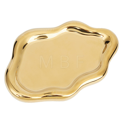 Cloud Shape Plated Golden Handmade Porcelain Desktop Storage Tray AJEW-WH0413-39-1