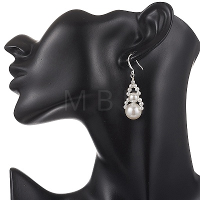 Shell Pearl Dangle Earrings EJEW-JE07226-1