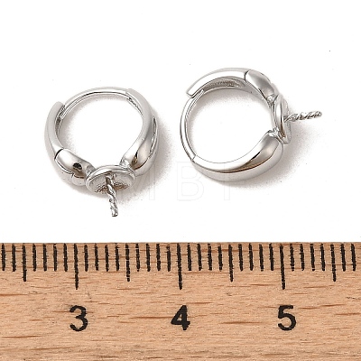 Rhodium Plated 925 Sterling Silver Hoop Earring Findings STER-P056-02P-1