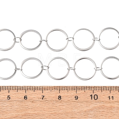 304 Stainless Steel 14MM Ring Link Chain Necklaces NJEW-P343-01D-P-1