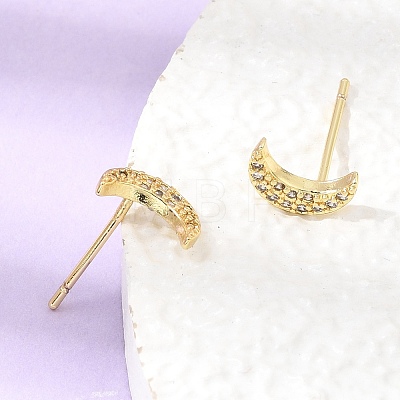 Moon Brass Micro Pave Cubic Zirconia Stud Earrings for Women CU-CBAE7DF-38G-1