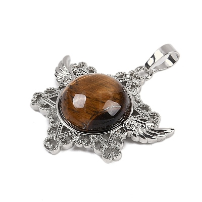 Natural Tiger Eye Pendants G-I366-02P-16-1