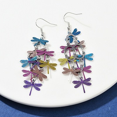 430 Stainless Steel Dragonfly Dangle Earrings EJEW-A137-04P-01-1