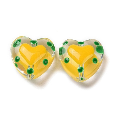 Glass Heart Beads GLAA-D005-01E-1