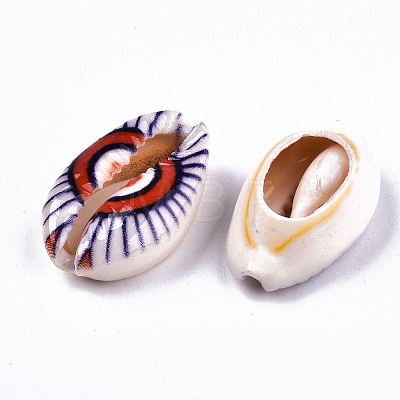 Printed Natural Cowrie Shell Beads SHEL-S266-17-1