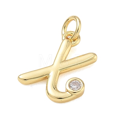 Brass Micro Pave Clear Cubic Zirconia Charms KK-D289-66G-X-1