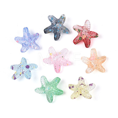Transparent Spray Painted Acrylic Beads ACRP-T011-03M-1