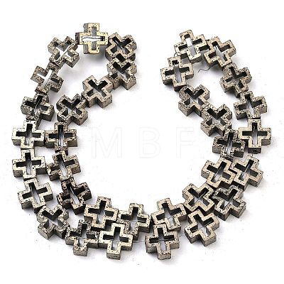 Electroplated Natural Lava Rock Beads Strands G-K388-02G-1