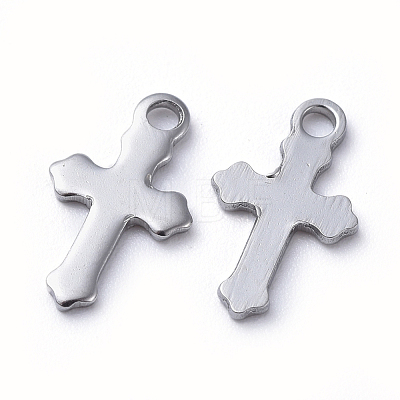 Tarnish Resistant 304 Stainless Steel Tiny Cross Charms STAS-E466-12B-1