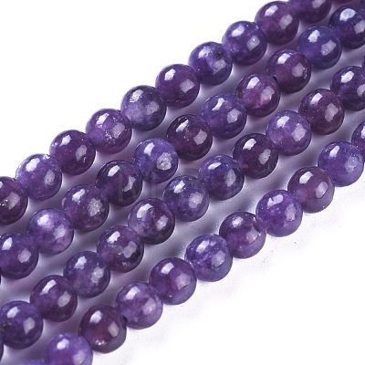 Natural Lepidolite/Purple Mica Stone Beads Strands G-D0020-16-6mm-1