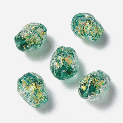 Handmade Foil Lampwork Beads Strands FOIL-Z001-06A-1