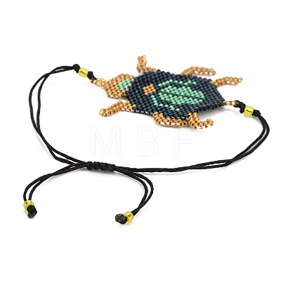 MIYUKI Seed Beetle Link Bracelet with Double Tassel BJEW-A23-01-32-1