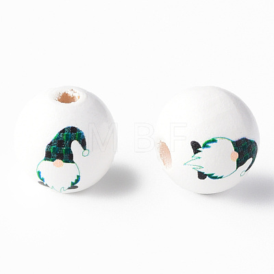 Painted Natural Wood Round Beads WOOD-N006-180A-1