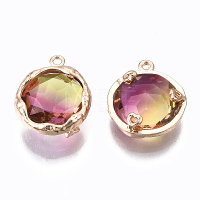 Two-Tone Faceted Glass Charms GLAA-S193-032D-1