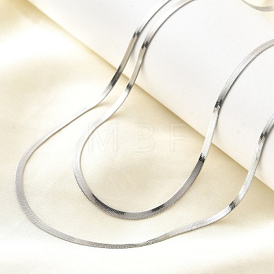 304 Stainless Steel Flat Snake Chain Double Chain Necklaces NJEW-Q039-01P-1