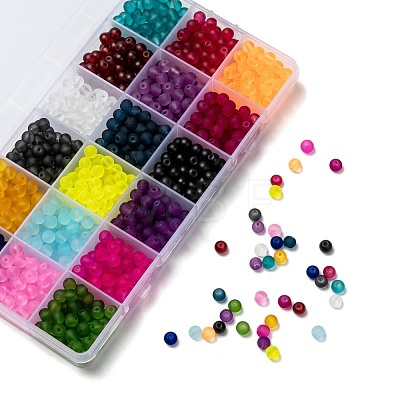 18 Colors Transparent Glass Beads FGLA-X0001-04A-6mm-1