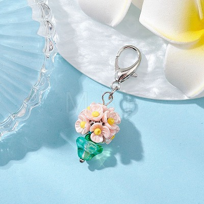 Resin & Glass Beaded Pendant Decorations HJEW-MZ00168-1