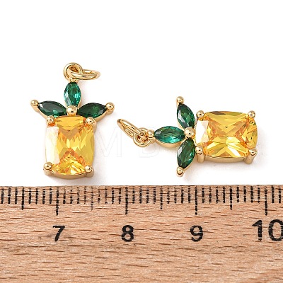 Brass Micro Pave Cubic Zirconia Pendants KK-C143-33B-G-1