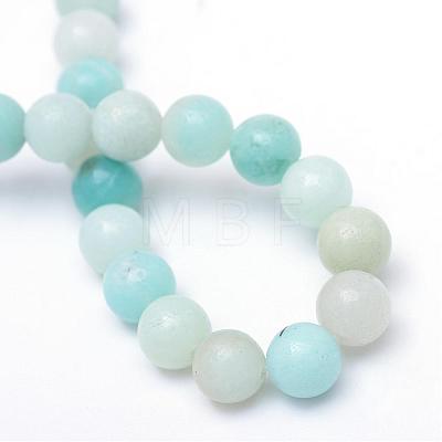 Round Natural Grade A Amazonite Bead Strands G-R345-8mm-16-1