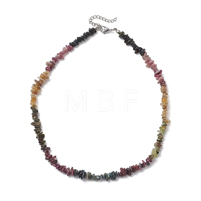 Natural Multicolor Tourmaline Chip Beaded Necklaces NJEW-JN05802-1