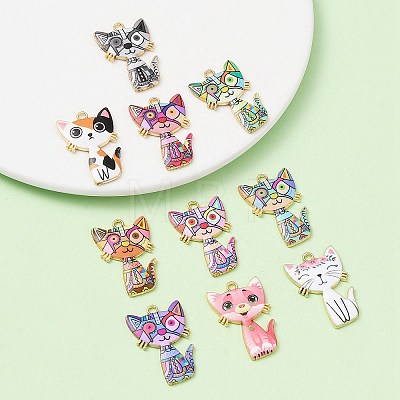 10Pcs 10 Style Alloy Enamel Pendants ENAM-YW0003-66-1