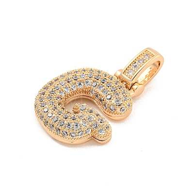 Brass Micro Pave Clear Cubic Zirconia Pendants KK-B099-01G-G-1