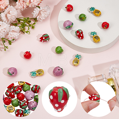 25Pcs 5 Styles Handmade Porcelain Beads PORC-PA0001-52-1