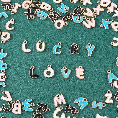 104Pcs Letter A~Z Alloy Enamel Pendant Charms JX170A-1