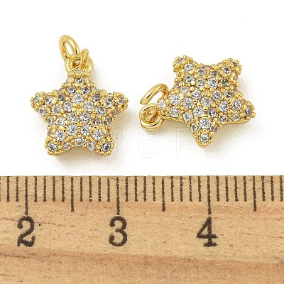 Rack Plating Brass Micro Pave Clear Cubic Zirconia Charms KK-Z067-23G-04-1