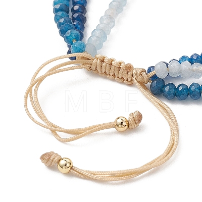 Adjustable Dyed Natural Malaysia Jade Beaded Multi-strand Bracelets for Women Men BJEW-JB13577-03-1