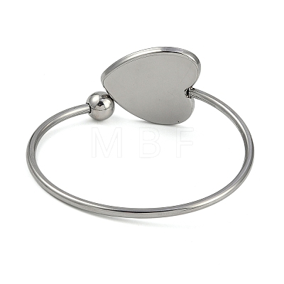 304 Stainless Steel Blank Bangle Bases with Heart Tray STAS-Z088-01P-01-1