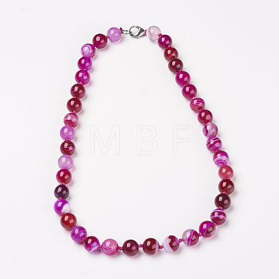Natural Dyed Agate Beads Necklaces NJEW-F139-6mm-16-1