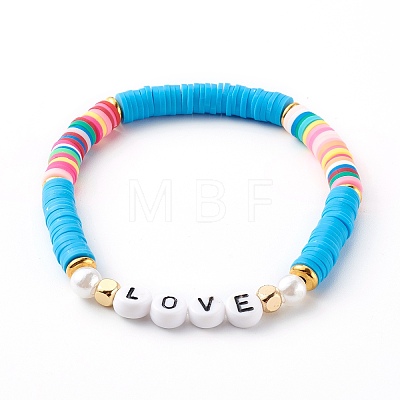 Handmade Polymer Clay Heishi Beads Stretch Bracelets Sets BJEW-SZ0001-59-1