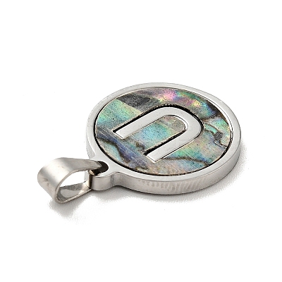 304 Stainless Steel with Paua Shell Pendants STAS-G268-02U-P-1