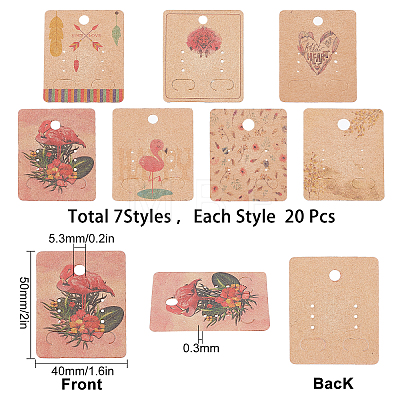 140Pcs 7 Style Paper Jewelry Display Cards CDIS-SC0001-05-1