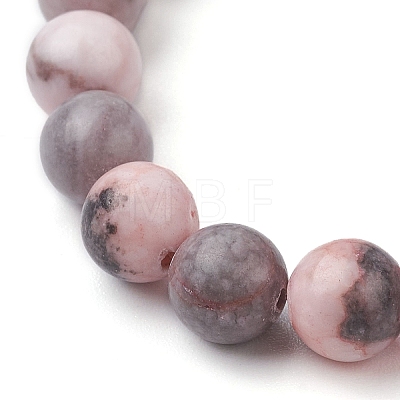 85MM Round Natural Pink Zebra Jasper Beaded Stretch Bracelets BJEW-JB10217-04-1