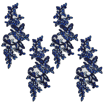 2Pairs Leaves Polyester Embroidery Ornaments Accessories DIY-GF0014-46D-1