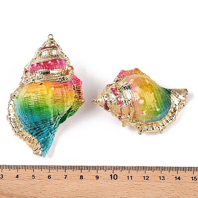 Spray Painted Natural Conch Shell Big Pendants SSHEL-N038-11A-1