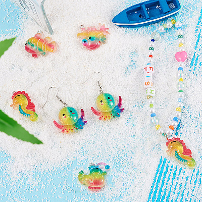 32pcs 8 style Ocean Theme Transparent Resin Pendants RESI-TA0001-46-1