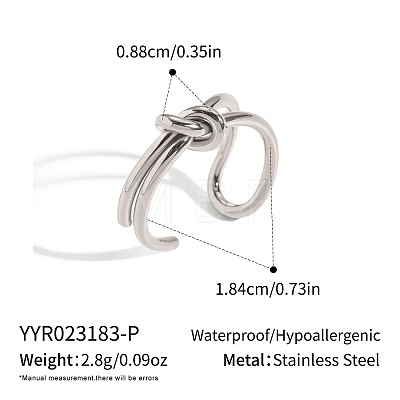 304 Stainless Steel Knot Cuff Open Rings for Women ZD8514-2-1