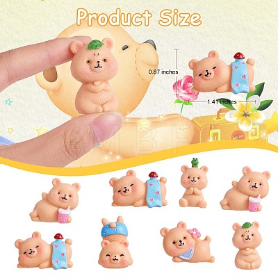 6Pcs Cute Resin Bear Figurines JX316A-1